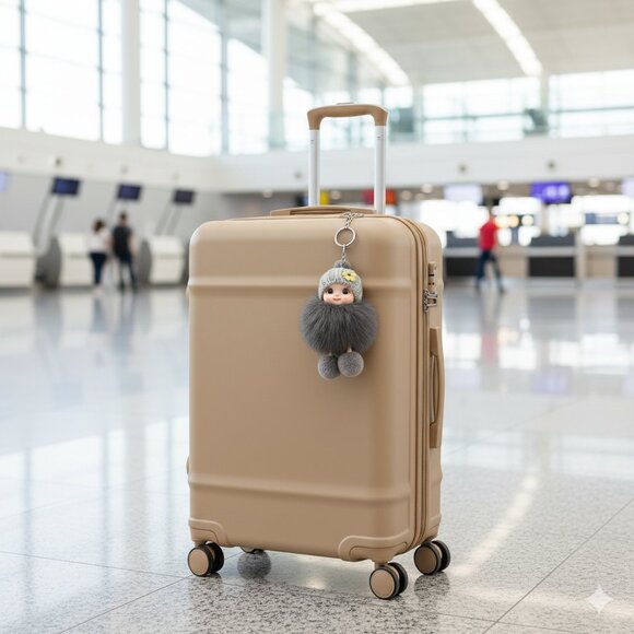 Cute Smiling Fur Baby Keychain with LOVE tag, Plush rabbit fur, Bag Charm - Picture 12 of 12